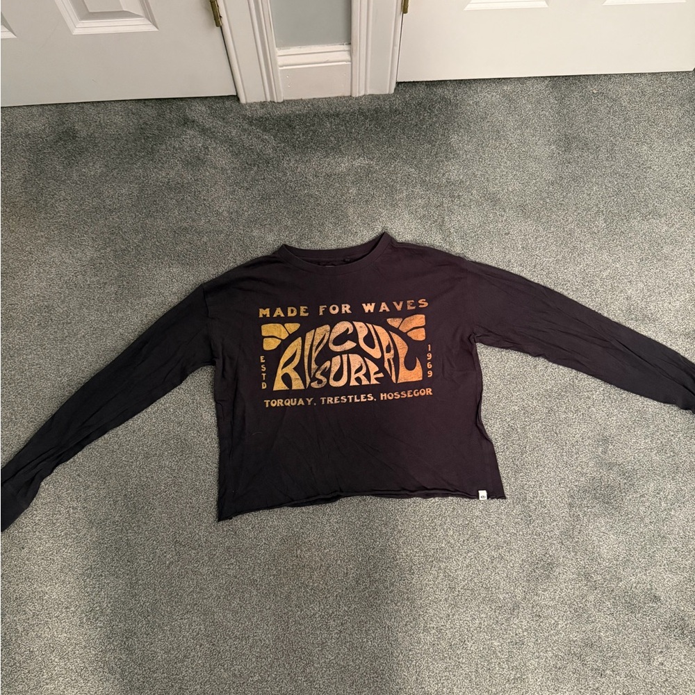 PacSun Black Long Sleeve Tee with Orange Graphic